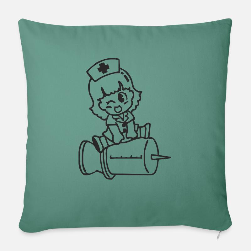 Infirmière - Housse de coussin décorative 45 x 45 cm - vert sapin