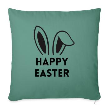 Happy Easter - with rabbit ears - Sofa pillowcase 17,3'' x 17,3'' (45 x 45 cm) - cypress green - Front