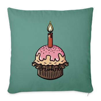 Birthday muffin with single candle gift idea - Sofa pillowcase 17,3'' x 17,3'' (45 x 45 cm) - cypress green - Front