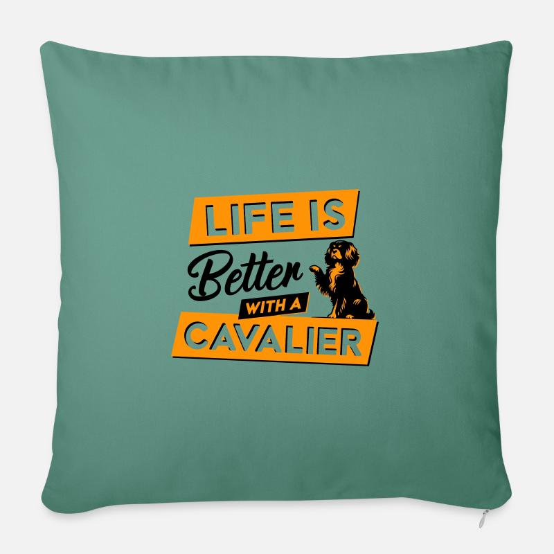 Life is Better with a Cavalier - Vector Design - Sofa pillowcase 17,3'' x 17,3'' (45 x 45 cm) - cypress green