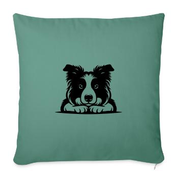 Lying Border Collie Vector Design - Sofa pillowcase 17,3'' x 17,3'' (45 x 45 cm) - cypress green - Front