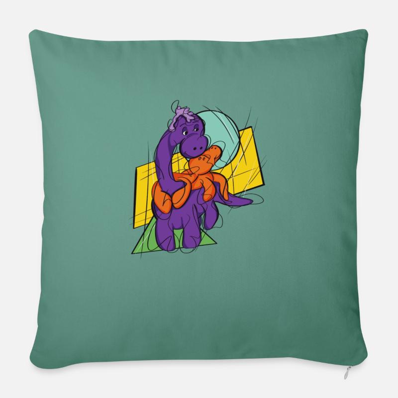Mama Dino - Sofakissenbezug 45 x 45 cm - Tanngrün