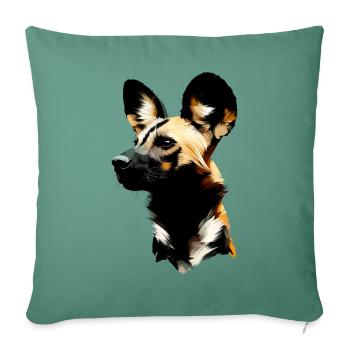 Afrikanischer Wildhund - Sofakissenbezug 45 x 45 cm - Tanngrün - Vorne