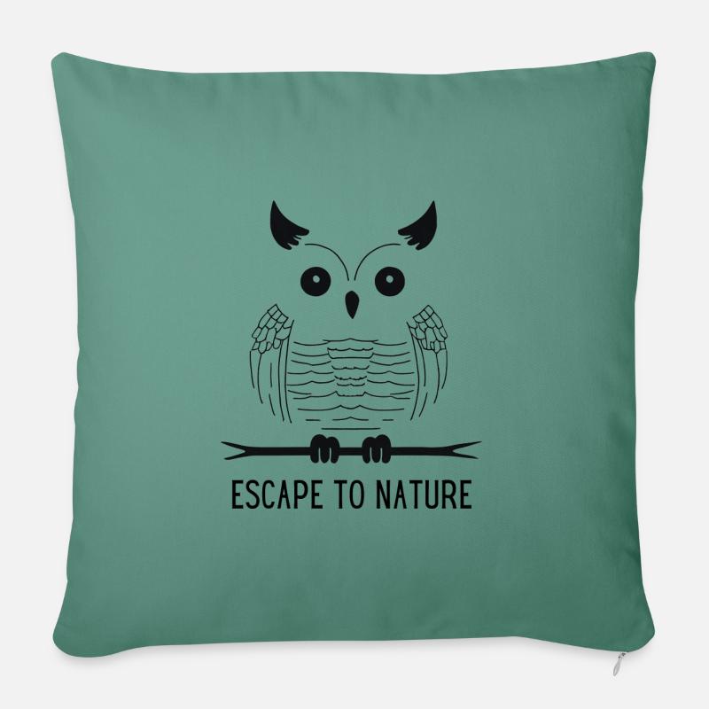Eule - Escape to nature - Sofakissenbezug 45 x 45 cm - Tanngrün