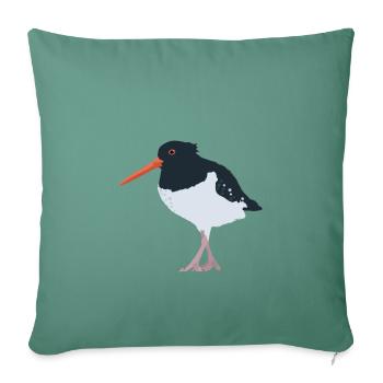 Oystercatcher illustrated - Sofa pillowcase 17,3'' x 17,3'' (45 x 45 cm) - cypress green - Front