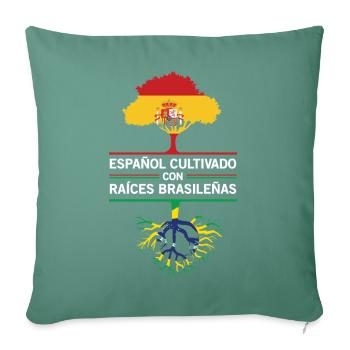 Spanien Brasilien Flaggen Wurzeln Geschenk  - Sofakissenbezug 45 x 45 cm - Tanngrün - Vorne