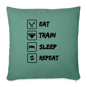 Manger Train Dormir Répéter - Housse de coussin décorative 45 x 45 cm - vert sapin - Devant