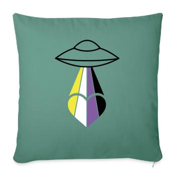 Non Binary Pride Ufo - Sofakissenbezug 45 x 45 cm - Tanngrün - Vorne