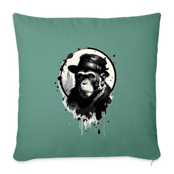 Monkey with hat - Sofa pillowcase 17,3'' x 17,3'' (45 x 45 cm) - cypress green - Front