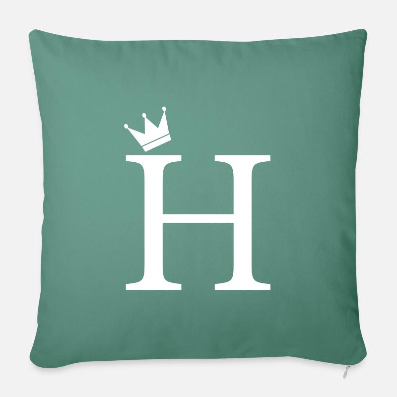 H Monogram Crown - Sofa pillowcase 17,3'' x 17,3'' (45 x 45 cm) - cypress green