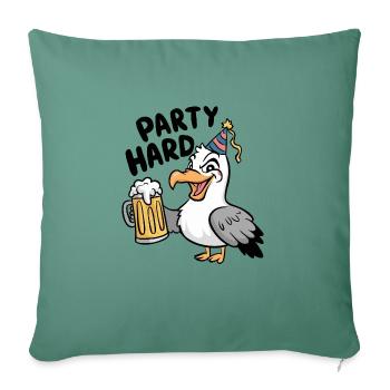 Party Hard Nordsee Möwe Hut Bier Feier Geburtstag - Sofakissenbezug 45 x 45 cm - Tanngrün - Vorne