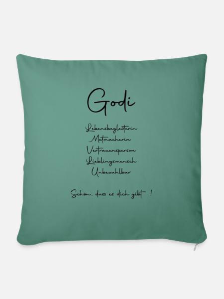 Godi Spruch - Sofakissenbezug 45 x 45 cm - Tanngrün