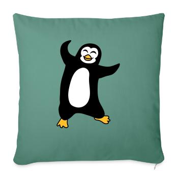 pinguin tanzen gluecklich froehlich vogel springen - Sofakissenbezug 45 x 45 cm - Tanngrün - Vorne