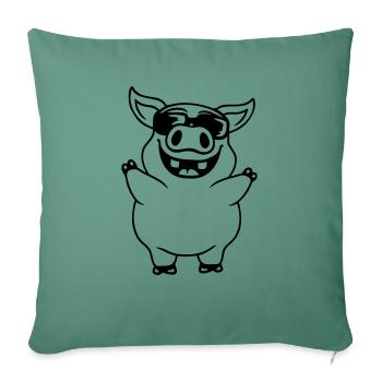 Cool Sunglasses Pig Comic - Sofa pillowcase 17,3'' x 17,3'' (45 x 45 cm) - cypress green - Front