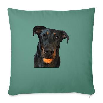 Blick auf den Beauceron - Sofakissenbezug 45 x 45 cm - Tanngrün - Vorne