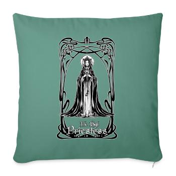 Carte tarot The High Priestess - Housse de coussin décorative 45 x 45 cm - vert sapin - Devant