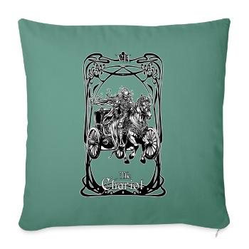 Carte tarot The Chariot - Housse de coussin décorative 45 x 45 cm - vert sapin - Devant