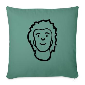 male face head man young comic cartoon - Sofa pillowcase 17,3'' x 17,3'' (45 x 45 cm) - cypress green - Front