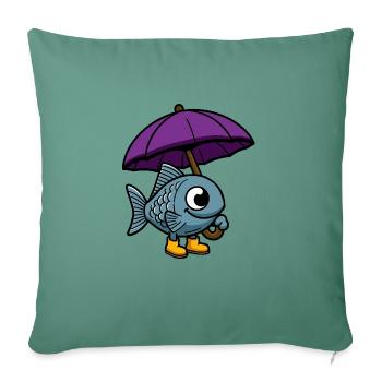 Meer Fisch Gummistiefel Regenschirm im Trockenen - Sofakissenbezug 45 x 45 cm - Tanngrün - Vorne