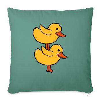 2 poussins empilés l’un sur l’autre - Housse de coussin décorative 45 x 45 cm - vert sapin - Devant