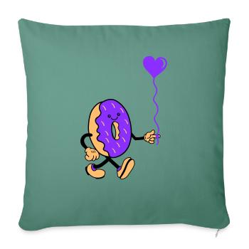Donut Coeur de bande dessinée - Housse de coussin décorative 45 x 45 cm - vert sapin - Devant