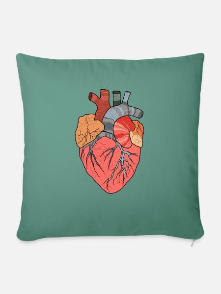 Herz Organ - Sofakissenbezug 45 x 45 cm - Tanngrün