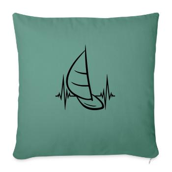herzschlag puls frequenz meer wellen boot segeln s - Sofakissenbezug 45 x 45 cm - Tanngrün - Vorne