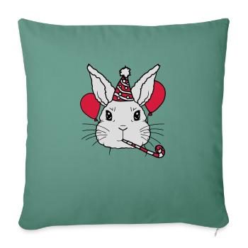 Birthday Child Rabbit Tröte Party Hat - Sofa pillowcase 17,3'' x 17,3'' (45 x 45 cm) - cypress green - Front