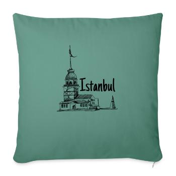 Istanbul La plus belle ville du monde en Turquie / Kiz Kulesi - Housse de coussin décorative 45 x 45 cm - vert sapin - Devant