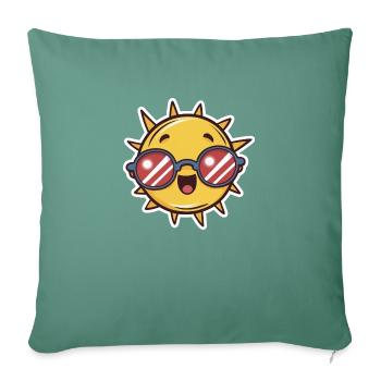 Kawaii Chibi Sun Drawing - Sofa pillowcase 17,3'' x 17,3'' (45 x 45 cm) - cypress green - Front