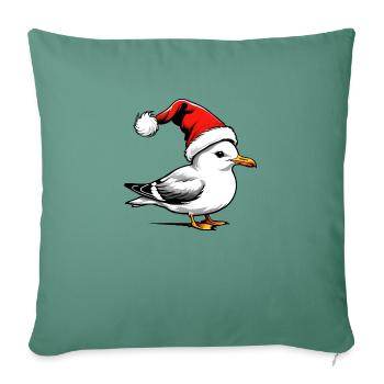 Mouette de Noël avec chapeau - Housse de coussin décorative 45 x 45 cm - vert sapin - Devant