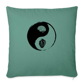 Yin Yang Heart Brain - Sofa pillowcase 17,3'' x 17,3'' (45 x 45 cm) - cypress green - Front