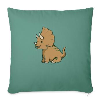 Dino Triceratops sucré - Housse de coussin décorative 45 x 45 cm - vert sapin - Devant