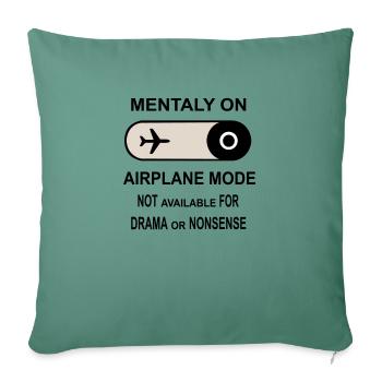 Mentalement en mode avion - Housse de coussin décorative 45 x 45 cm - vert sapin - Devant