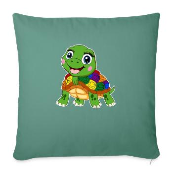 arc-en-ciel tortue lgbt tortue aquatique animal - Housse de coussin décorative 45 x 45 cm - vert sapin - Devant