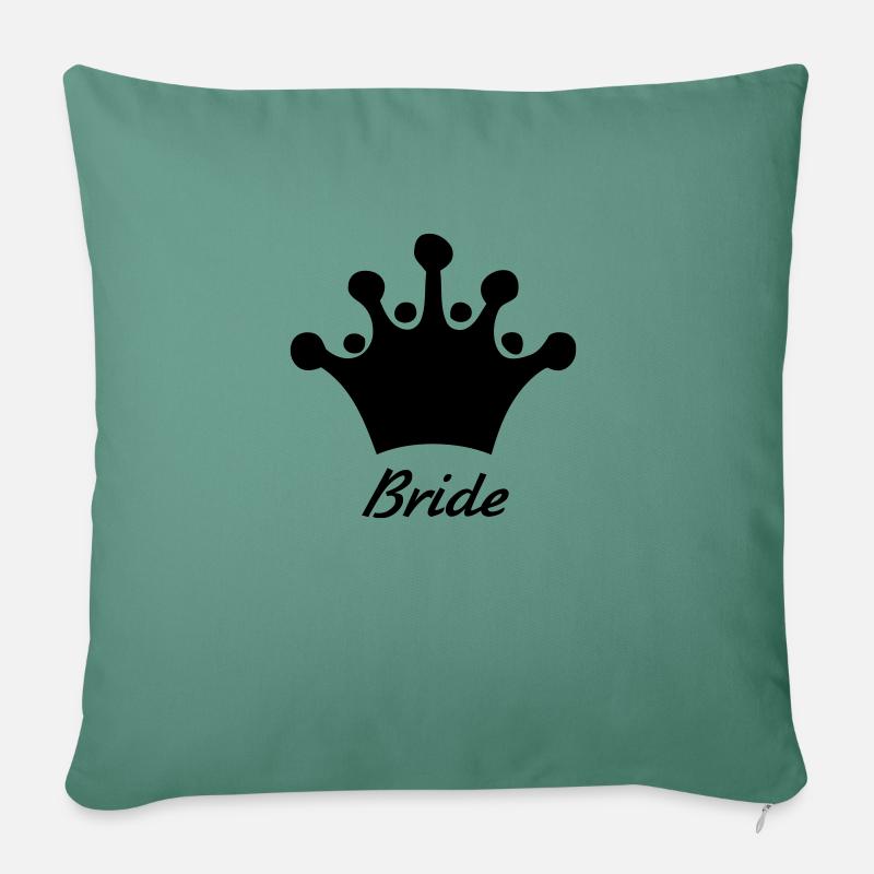 Mariée (mariage, nuit de poule, lune de miel) - Housse de coussin décorative 45 x 45 cm - vert sapin