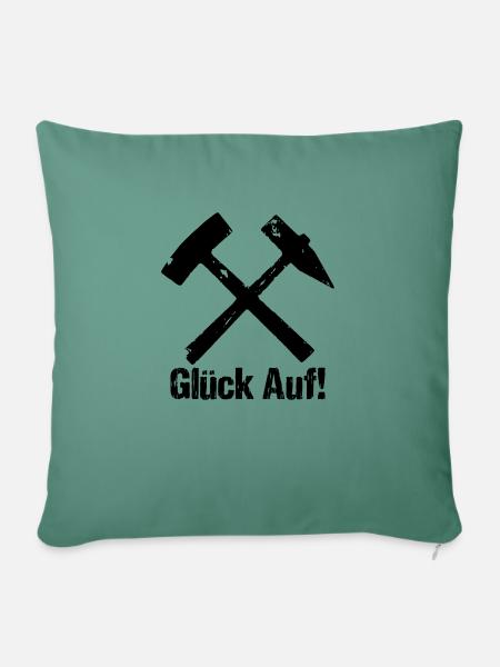 Glück Auf Eisen und Schlägel - Sofakissenbezug 45 x 45 cm - Tanngrün