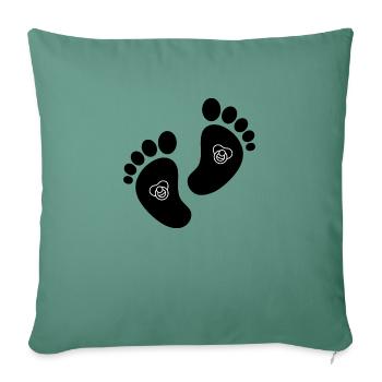 Pieds de bébé avec design tétine - idée cadeau sucrée - Housse de coussin décorative 45 x 45 cm - vert sapin - Devant