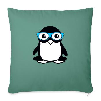 Pingouin mignon avec des lunettes, illustration vectorielle - Housse de coussin décorative 45 x 45 cm - vert sapin - Devant