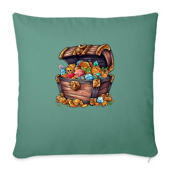 Un coffre au tresor - Housse de coussin décorative 45 x 45 cm - vert sapin - Devant