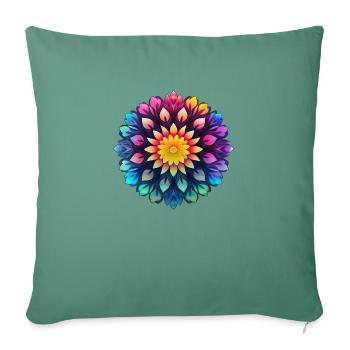 Mandala Psychédélique Floral Multicolore - Housse de coussin décorative 45 x 45 cm - vert sapin - Devant