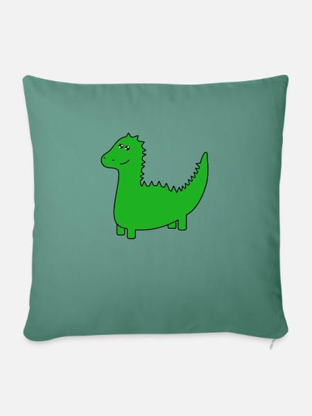 Kleiner freundlicher Dino - Sofakissenbezug 45 x 45 cm - Tanngrün