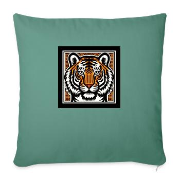 Visage de tigre - Housse de coussin décorative 45 x 45 cm - vert sapin - Devant