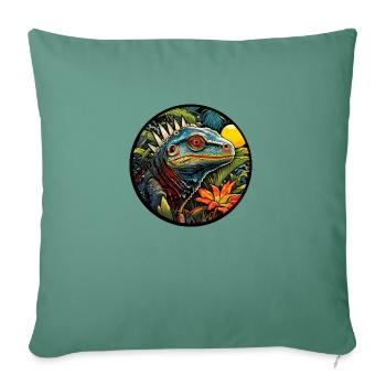 Lézard dans la jungle - Housse de coussin décorative 45 x 45 cm - vert sapin - Devant