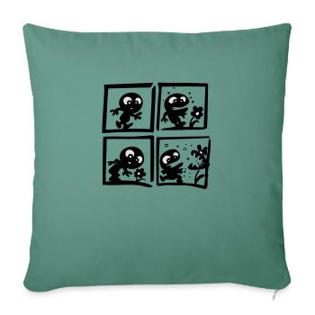 cartoon strip comics flower carnivorous - Sofa pillowcase 17,3'' x 17,3'' (45 x 45 cm) - cypress green - Front