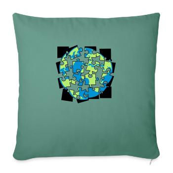 Earth puzzle parts puzzle piece puzzle build spi - Sofa pillowcase 17,3'' x 17,3'' (45 x 45 cm) - cypress green - Front