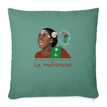 Mahoraise - Maore (Mayotte) île d'Afrique - rouge - Housse de coussin décorative 45 x 45 cm - vert sapin - Devant
