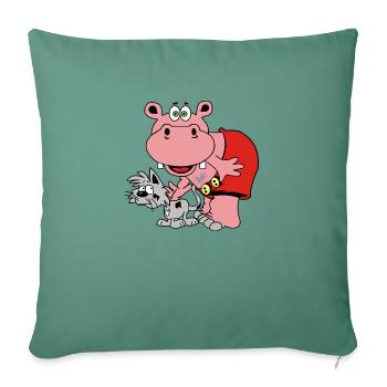 cat hippo hippo kids baby gift kids cat - Sofa pillowcase 17,3'' x 17,3'' (45 x 45 cm) - cypress green - Front