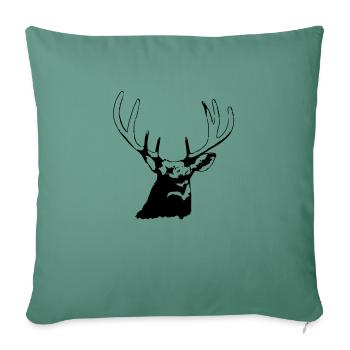 Hirschkopf im Herbst Hirsch Geweih Bock Reh Vektor - Sofakissenbezug 45 x 45 cm - Tanngrün - Vorne