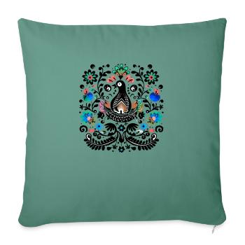 L'oiseau vintage noir - Housse de coussin décorative 45 x 45 cm - vert sapin - Devant